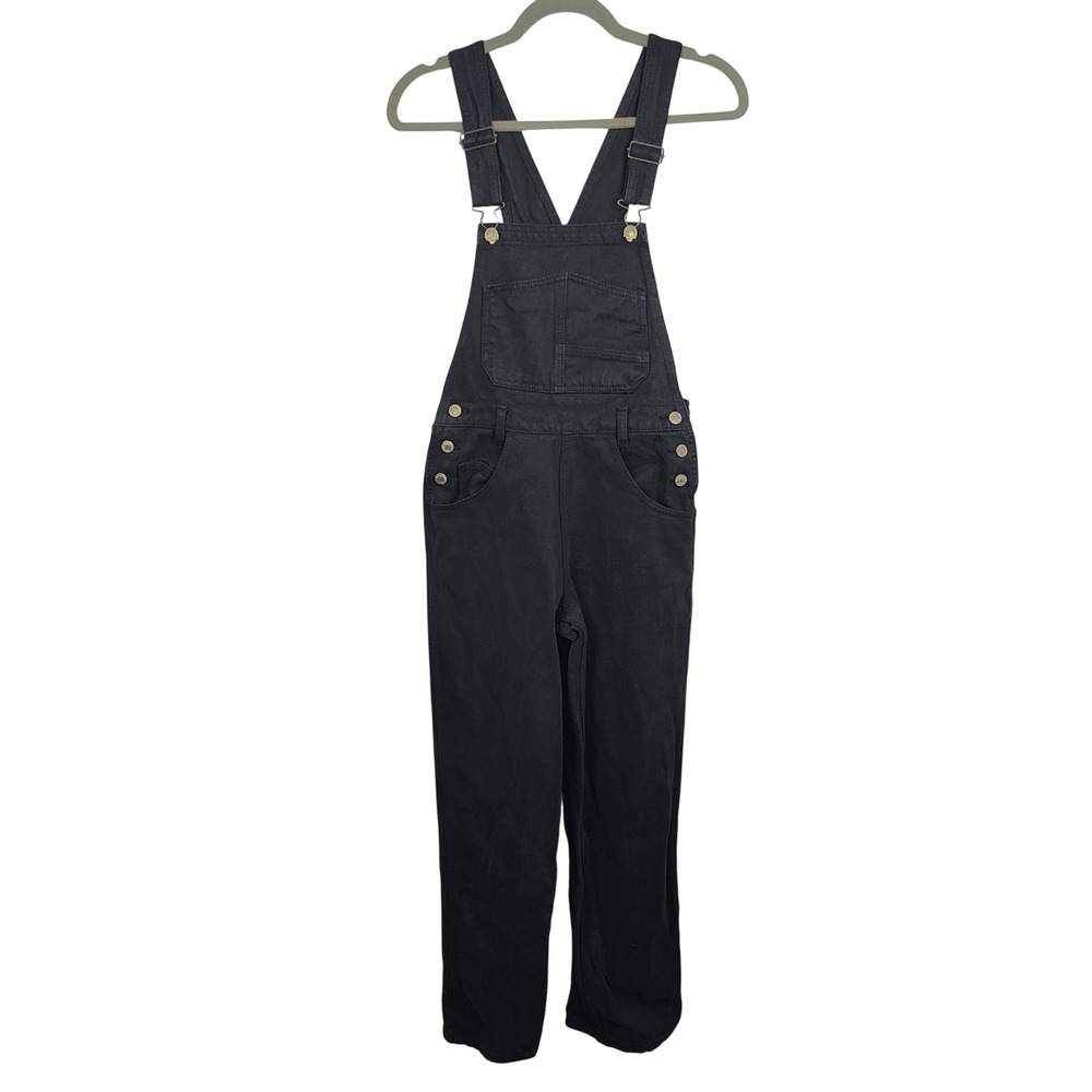 Brandy Melville J.GALT Denim Overalls Womens Small Black Bib Pants Preppy Boho‎ - Picture 2 of 7